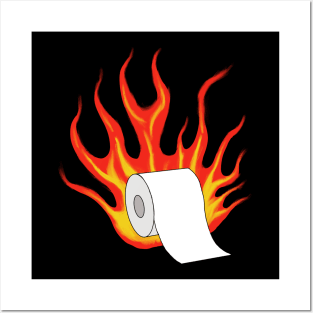 Flaming Toilet Paper Mugs T-Shirt Sticker Funny Posters and Art